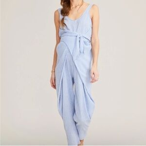 NWT HATCH Maternity The Wrap Around Jumpsuit Blue Gingham Size 2
